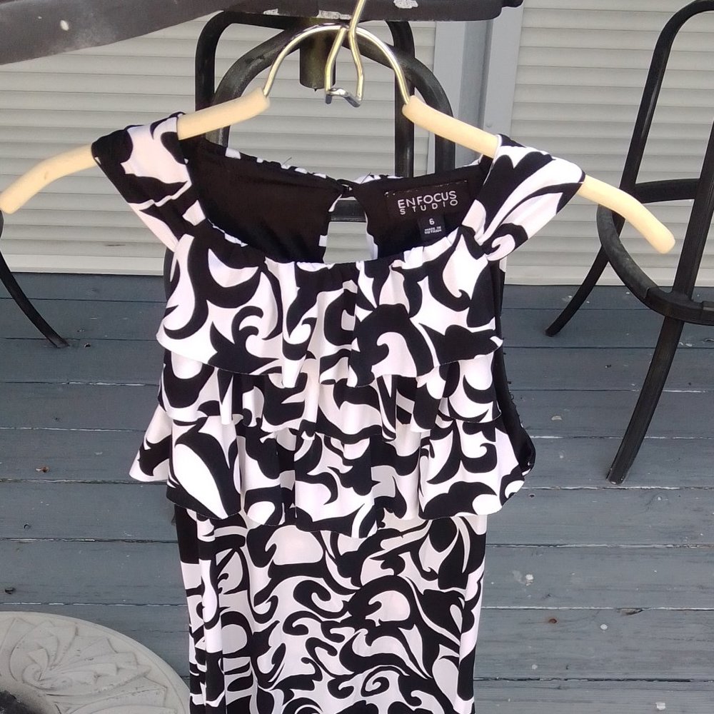 Black and White Fitted Dress